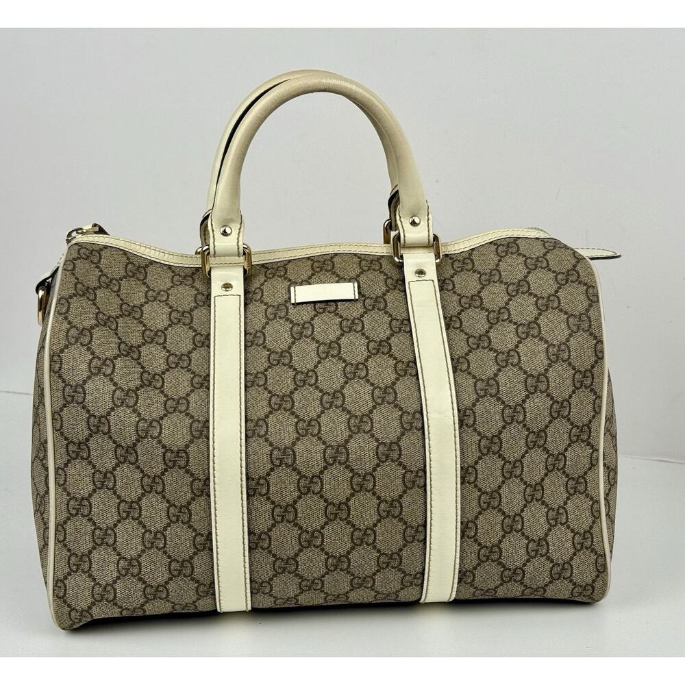 Gucci Joy Beige Boston Bag Medium Brown Canvas